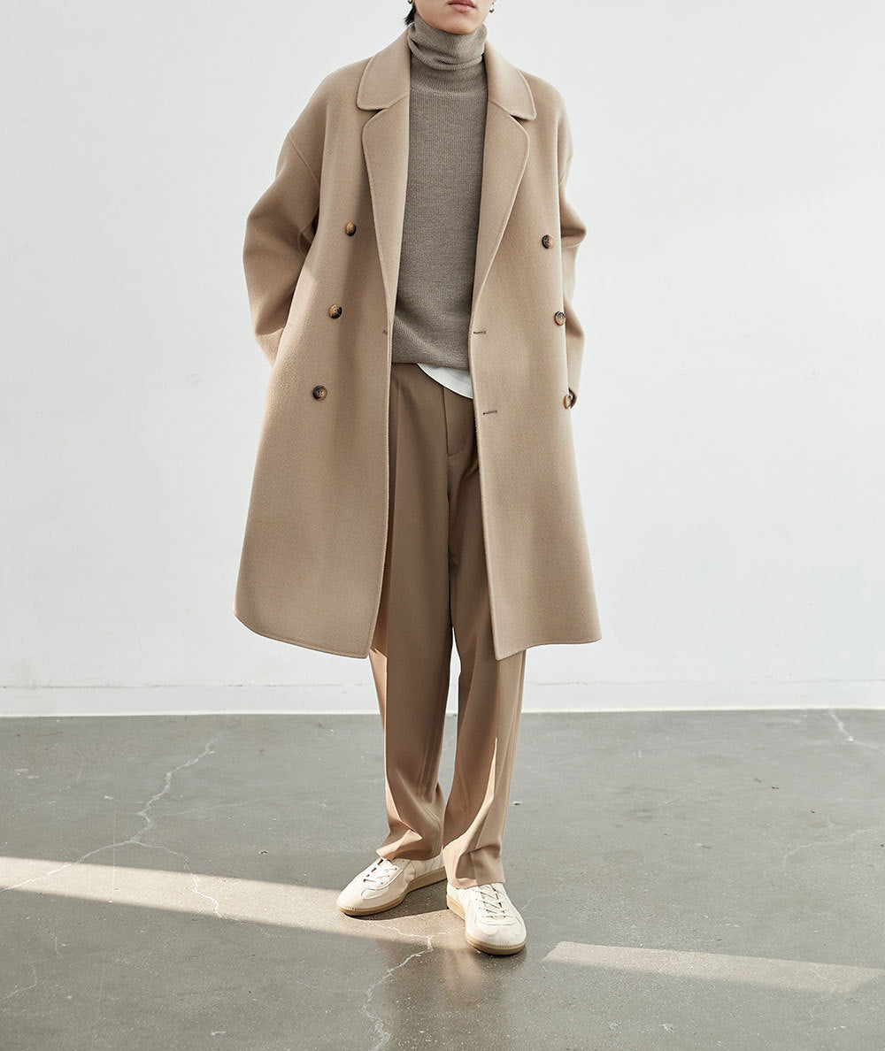 Herren Oversized Wollmantel mit Doppelreiher und Reverskragen Shop Nory