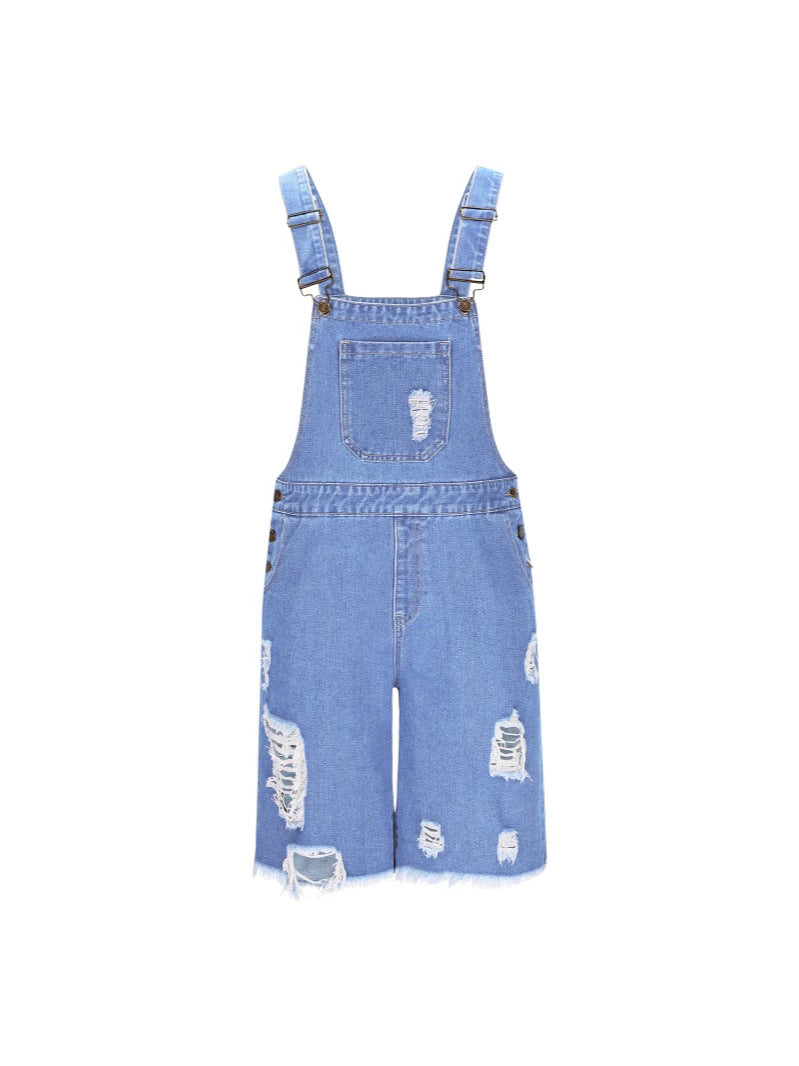Herren Lässige Denim-Latzhose im distressed Look