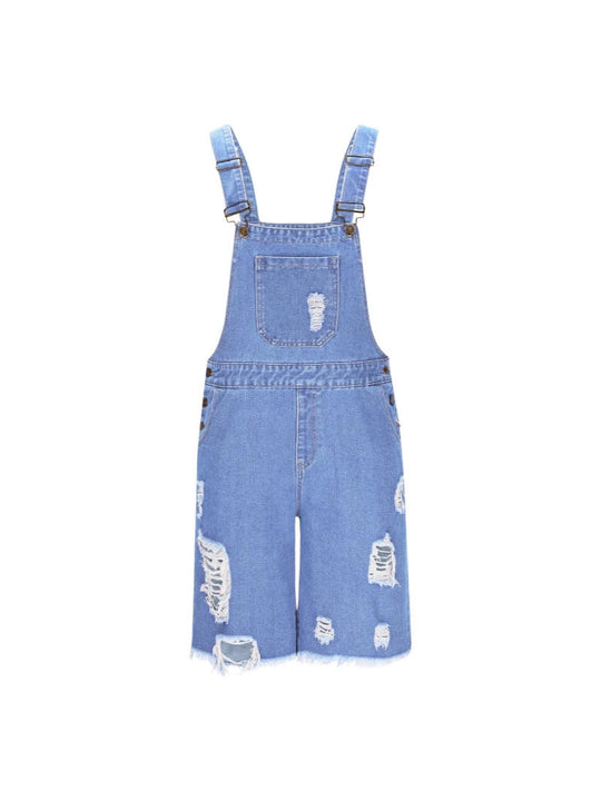 Herren Lässige Denim-Latzhose im distressed Look
