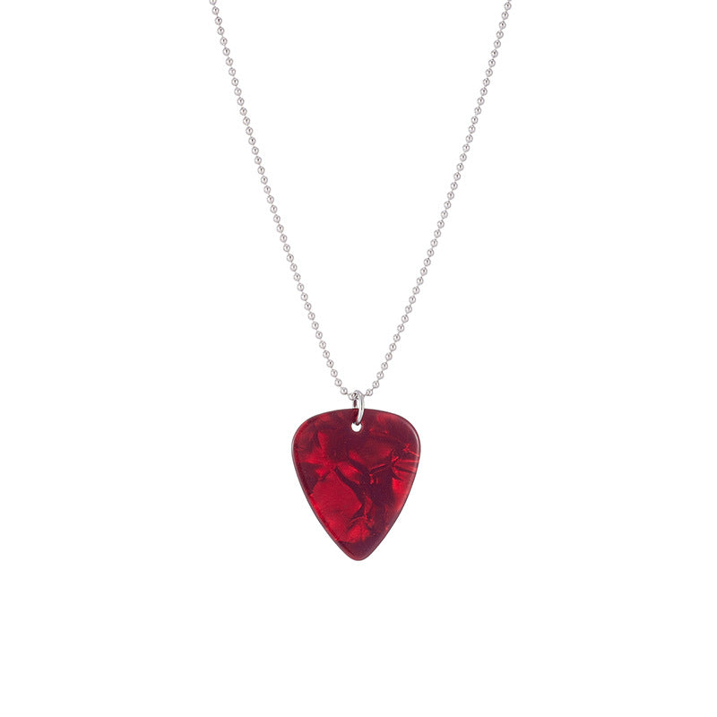 Damen Halskette mit Gitarren-Pick-Anhänger und Kunstmotiv Shop Nory