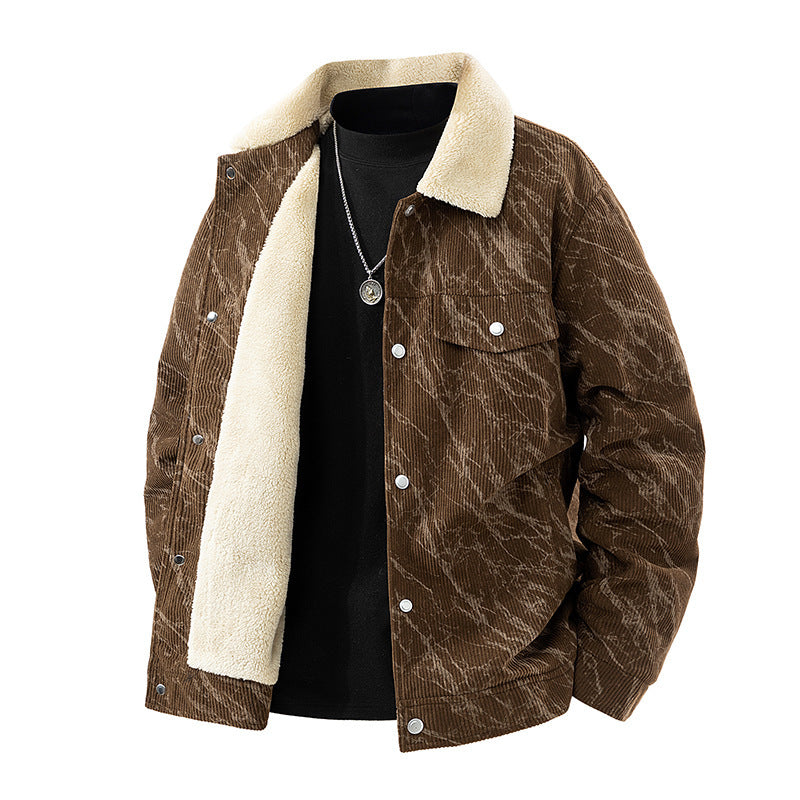 Herren stilvolle Cordjacke mit Teddyfutter Shop Nory