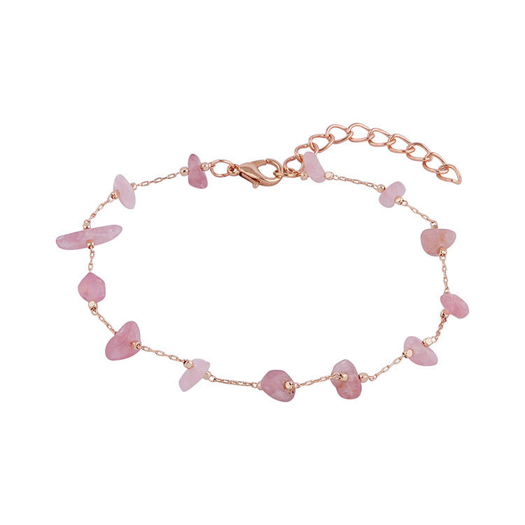 Damen Fußkettchen mit natürlichem Edelsteindekor und feinem Gliederdesign Shop Nory