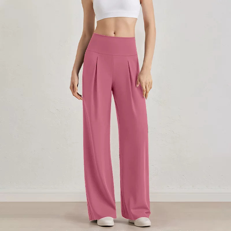 Damen Komfort-Faltenhose mit hohem Bund.