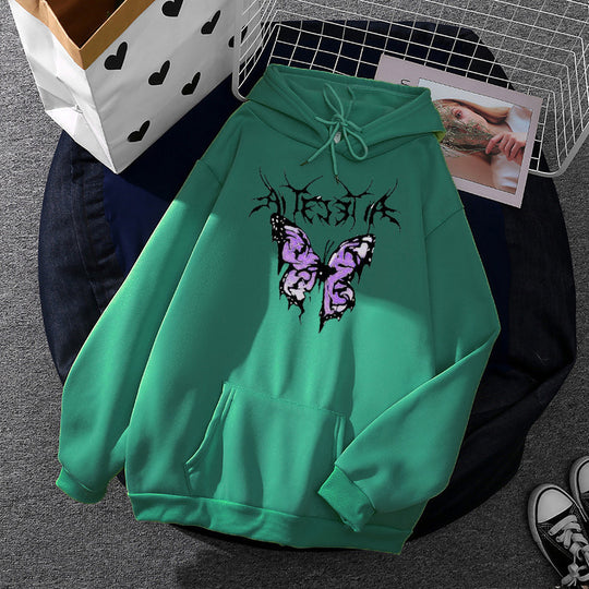 Damen nan leichter Oversize Kapuzenpullover mit Herz‑EKG‑Motiv, langen Kordeln und elastischem Bund Shop Nory