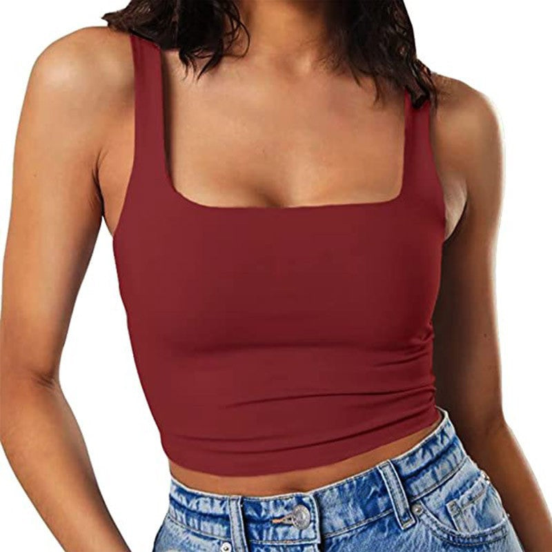Damen Crop-Top mit quadratischem Ausschnitt und schmalem Schnitt