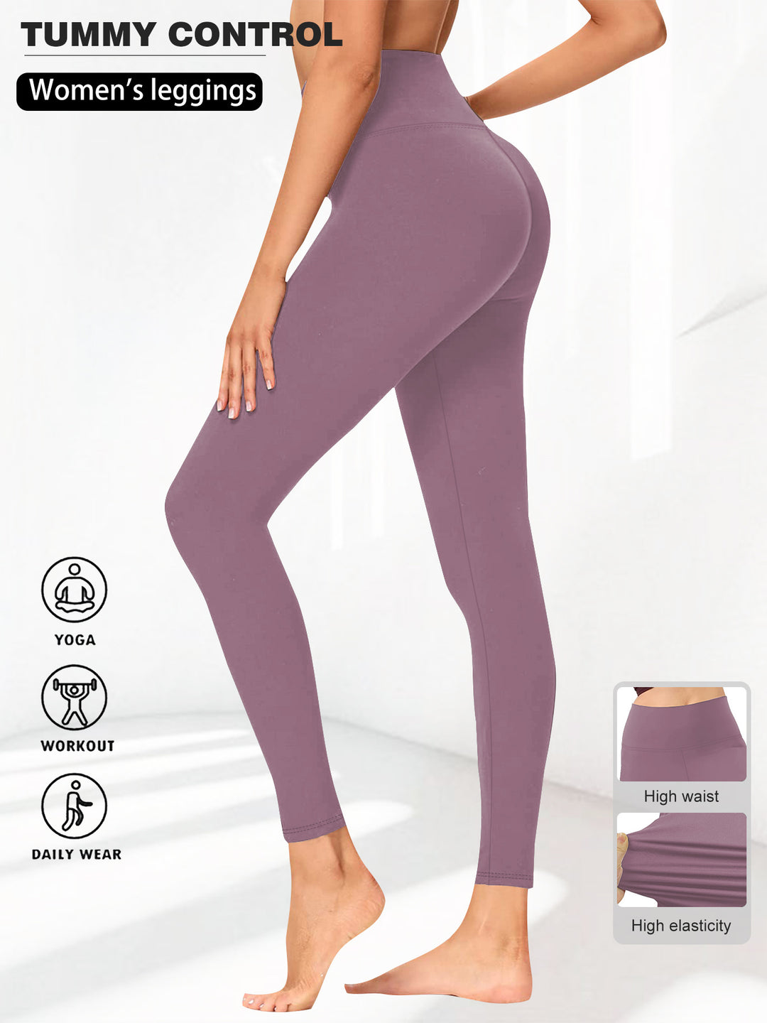 Damen Hohe Taillen Yoga-Leggings mit Bauchkontrolle und hohem Stretch Shopy Nory
