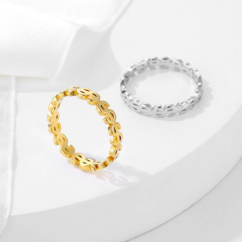 Damen Ring mit gehobenem Geldsymbol-Design Shop Nory