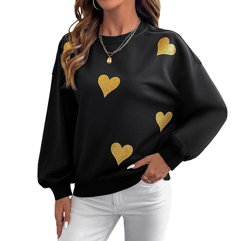 Damen Sweatshirt mit Herzprint und Balloon-Ärmeln Shop Nory