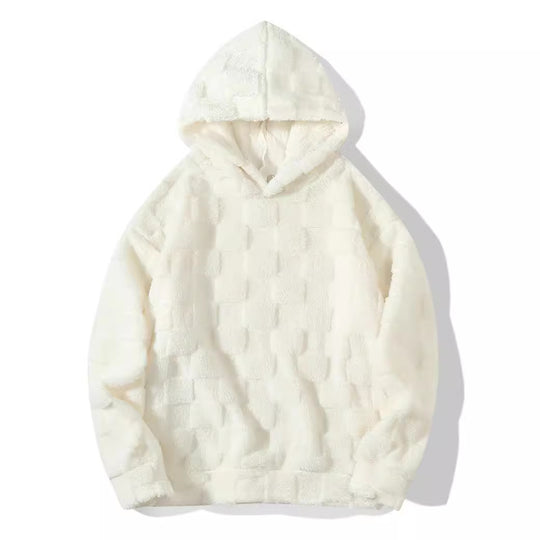 Damen Oversize-Plüschhoodie mit Karomuster, Kapuze und weichem Teddyfutter Shop Nory