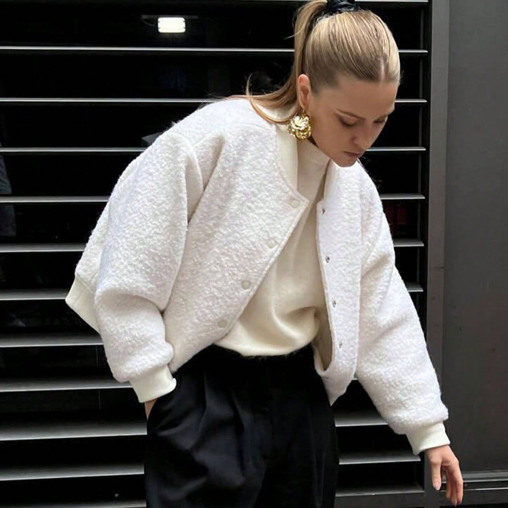 Damen kuschelige Fleece-Jacke im lässigen Stil mit praktischen Taschen