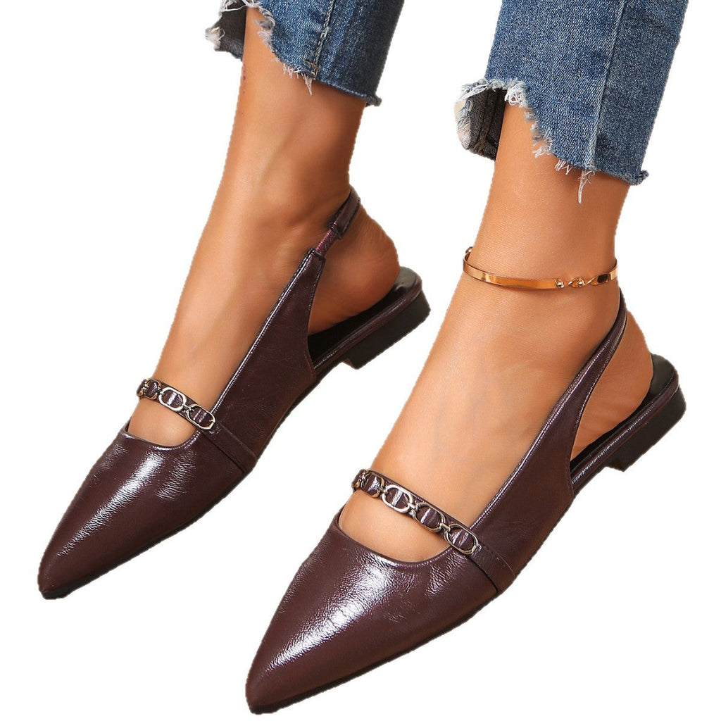 Damen Elegante Slingback-Ballerinas mit modischem Kettenakzent Shopnory