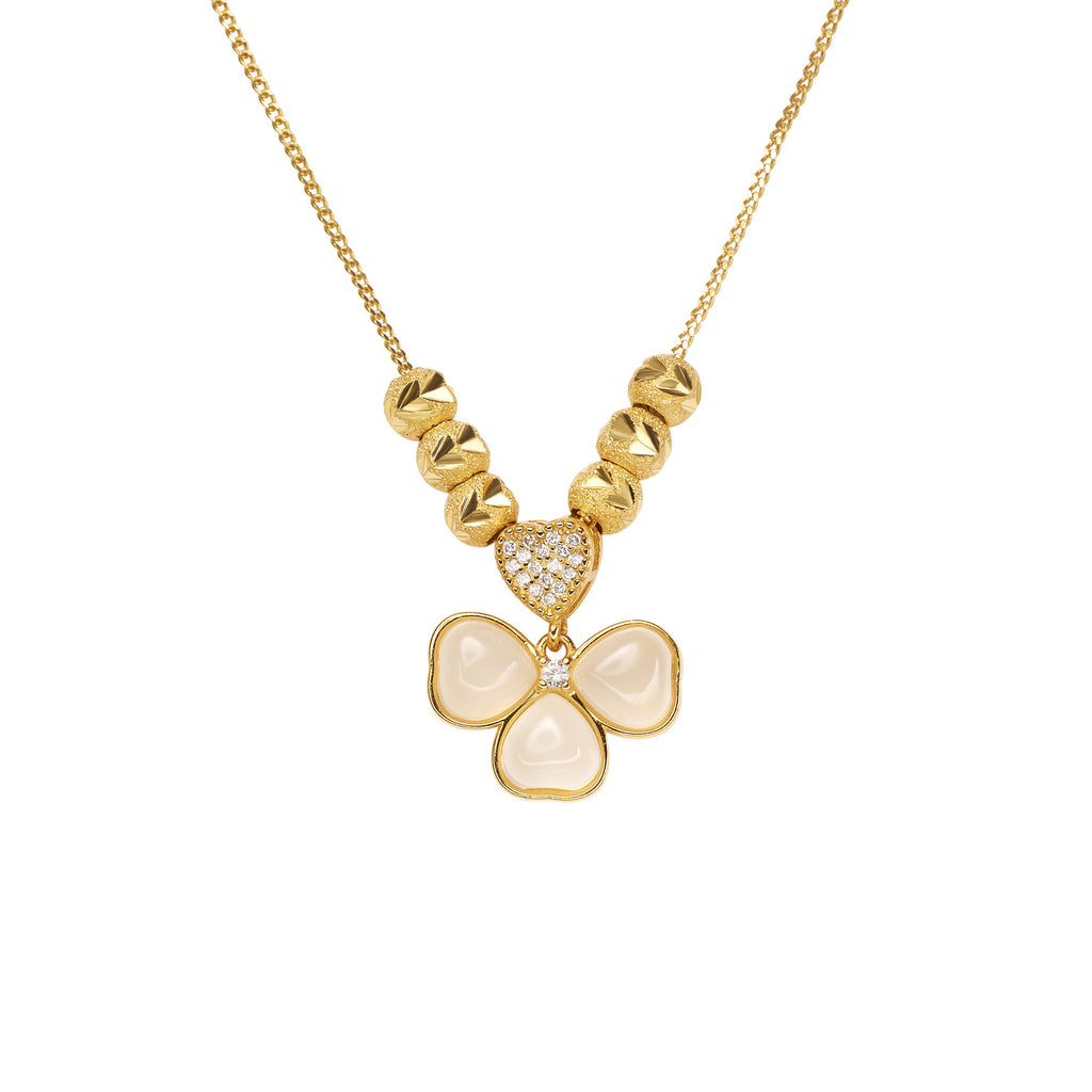 Damen Halskette mit stilvollem Blumenanhänger und funkelnden Zirkonia Shop Nory