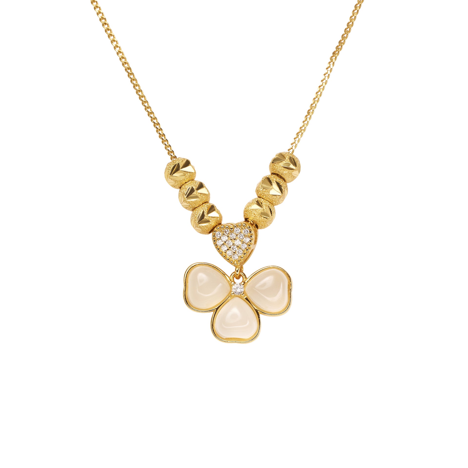 Damen Halskette mit stilvollem Blumenanhänger und funkelnden Zirkonia Shop Nory