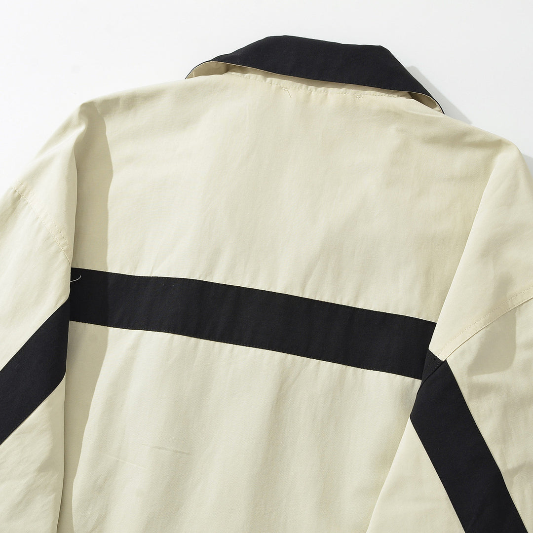 Damen Oversize Trackjacke mit Stehkragen, durchgehendem Reißverschluss und Kontraststreifen Shop Nory