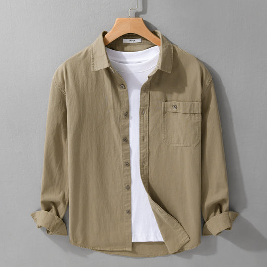 Herren Casual-Layering Hemdjacke aus leichtem Baumwoll-Twill mit aufgesetzter Brusttasche Shop Nory