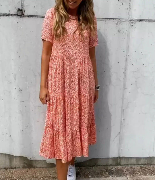 Damen Midi-Kleid mit zartem Blütenmuster und luftiger Silhouette