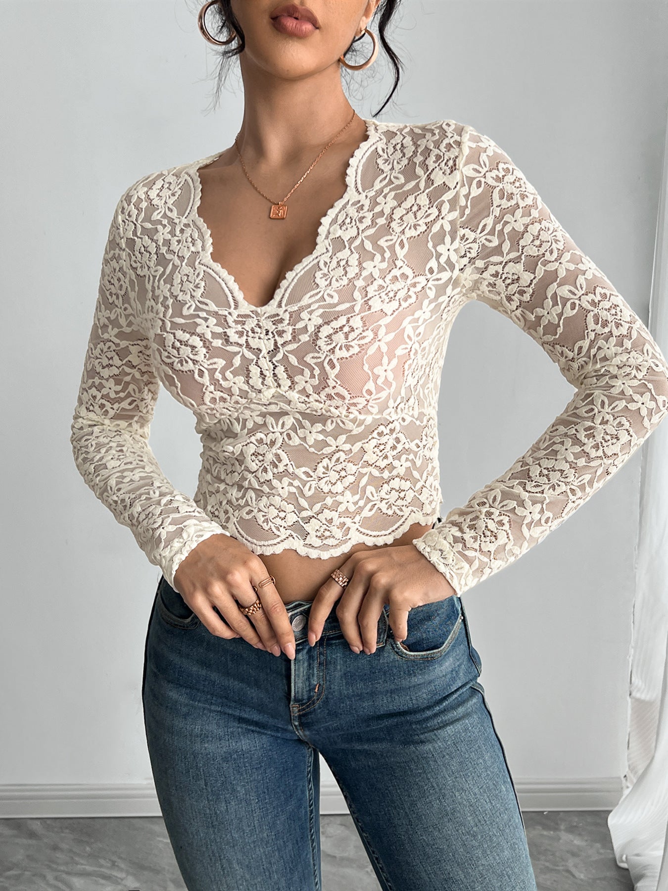 Damen Spitzentop