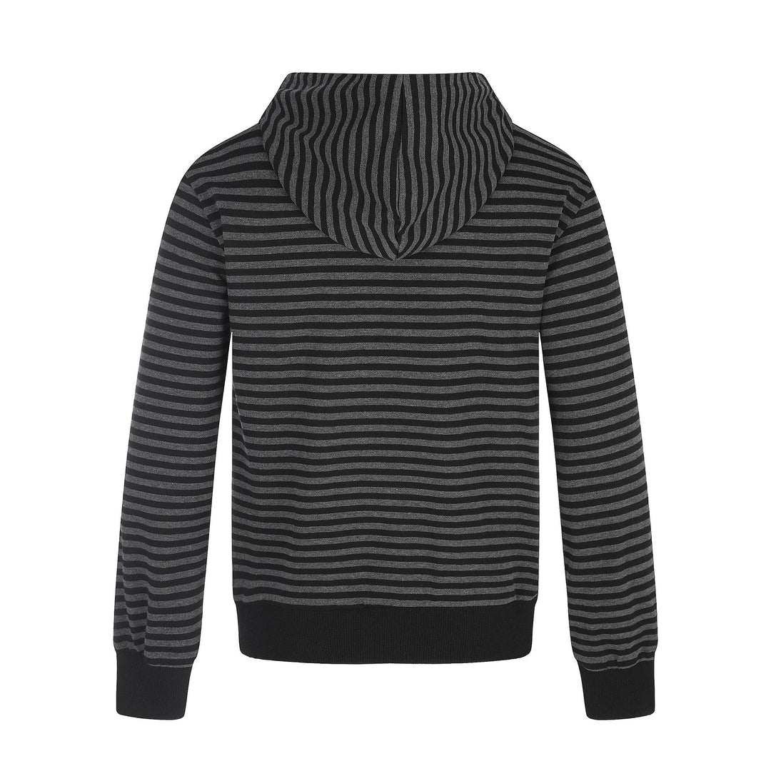 Herren Gestreifte Kapuzenjacke mit Doppelknopf-Optik, Rippenbündchen und Kreuz-Zipper Shop Nory