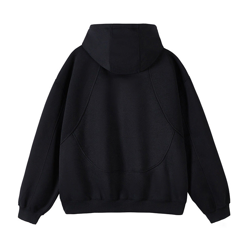 Unisex Oversize-Kapuzen-Sweatjacke mit hohem Stehkragen und durchgehendem Reißverschluss Shop Nory