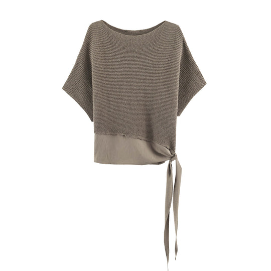 Damen Oversize-Feinstrick-Poncho mit asymmetrischem Saum und Bindeband Shop Nory