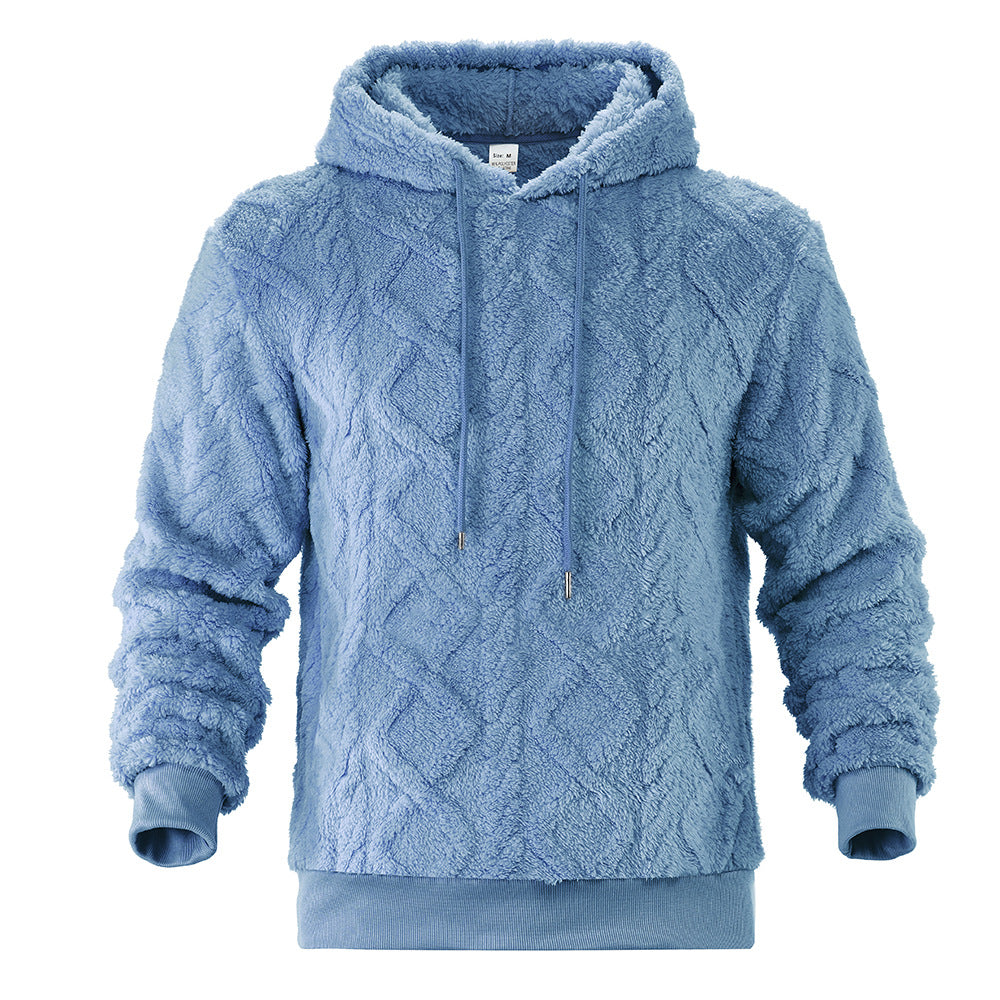 Herren Teddy-Fleece-Hoodie mit diamantstruktur, gefütterter Kapuze und weichen Rippbündchen Shop Nory