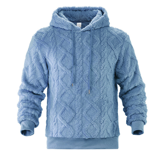 Herren Teddy-Fleece-Hoodie mit diamantstruktur, gefütterter Kapuze und weichen Rippbündchen Shop Nory