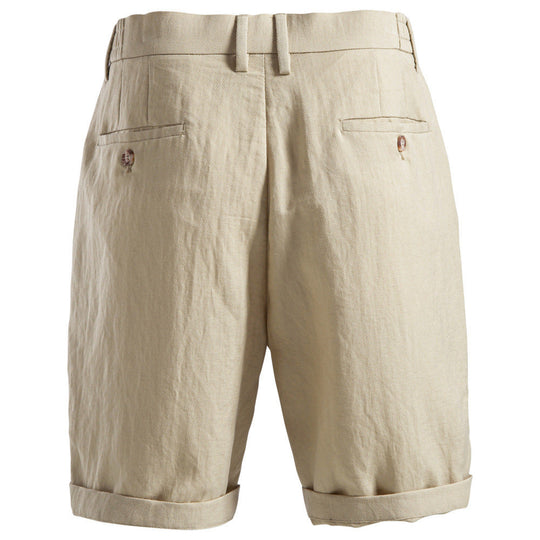 Herren nan lässige Leinenshorts mit Umschlag und Bundfalten