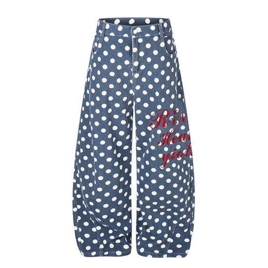 Damen Weite Culotte-Jeans mit Polka-Dot, ballonförmigem Saum und hoher Taille Shop Nory