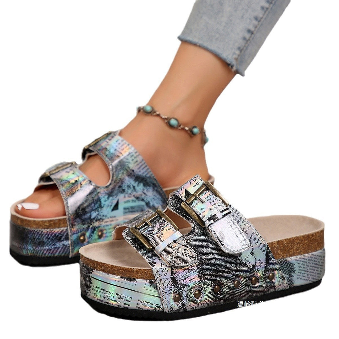 Damen Luftige Sandalen mit doppeltem Riemendesign und praktischen Schnallen
