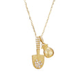 Damen Halskette mit goldfarbenem Schaufel- und Geldbeutel-Anhänger und funkelnden Kristallen Shop Nory
