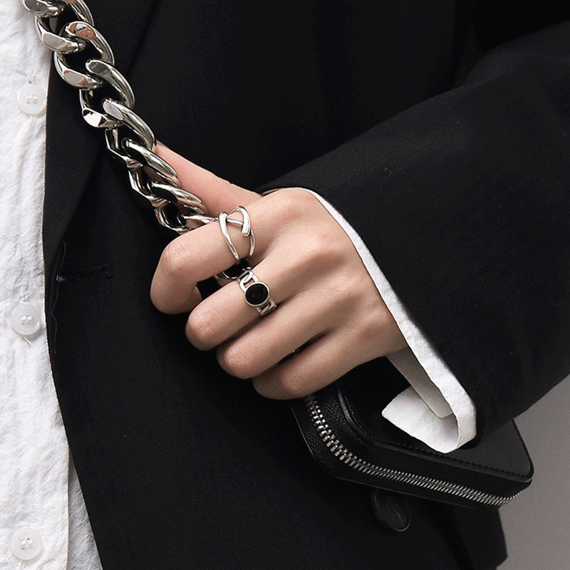 Damen Ringset mit modernem Design und elegantem Onyx-Shop Nory