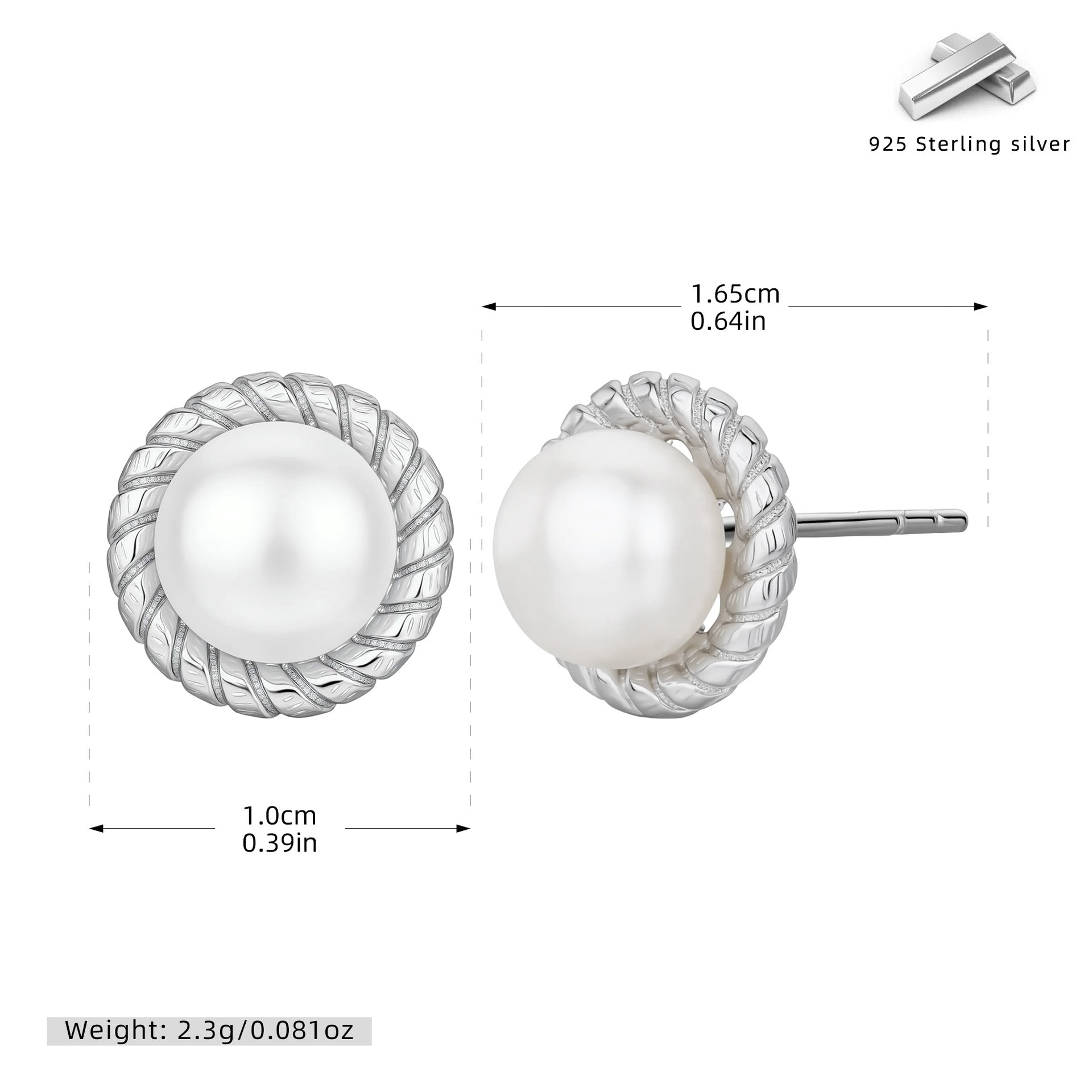 Damen Ohrstecker mit feinem Perlenbesatz und elegantem Zopfmuster Shop Nory