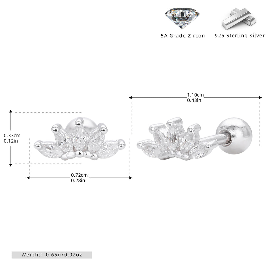 Damen Ohrstecker mit eleganter Krone aus hochwertigem 925 Sterling Silber Shop Nory
