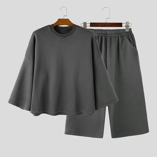 Damen Weiches Oversize-Lounge-Set mit weiten Fledermausärmeln und elastischer Bundhose Shop Nory