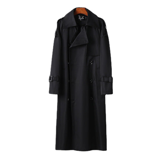 Herren Langer Doppelreihiger Trenchcoat mit Taillengürtel, Epauletten und klassischem Schalkragen Shop Nory