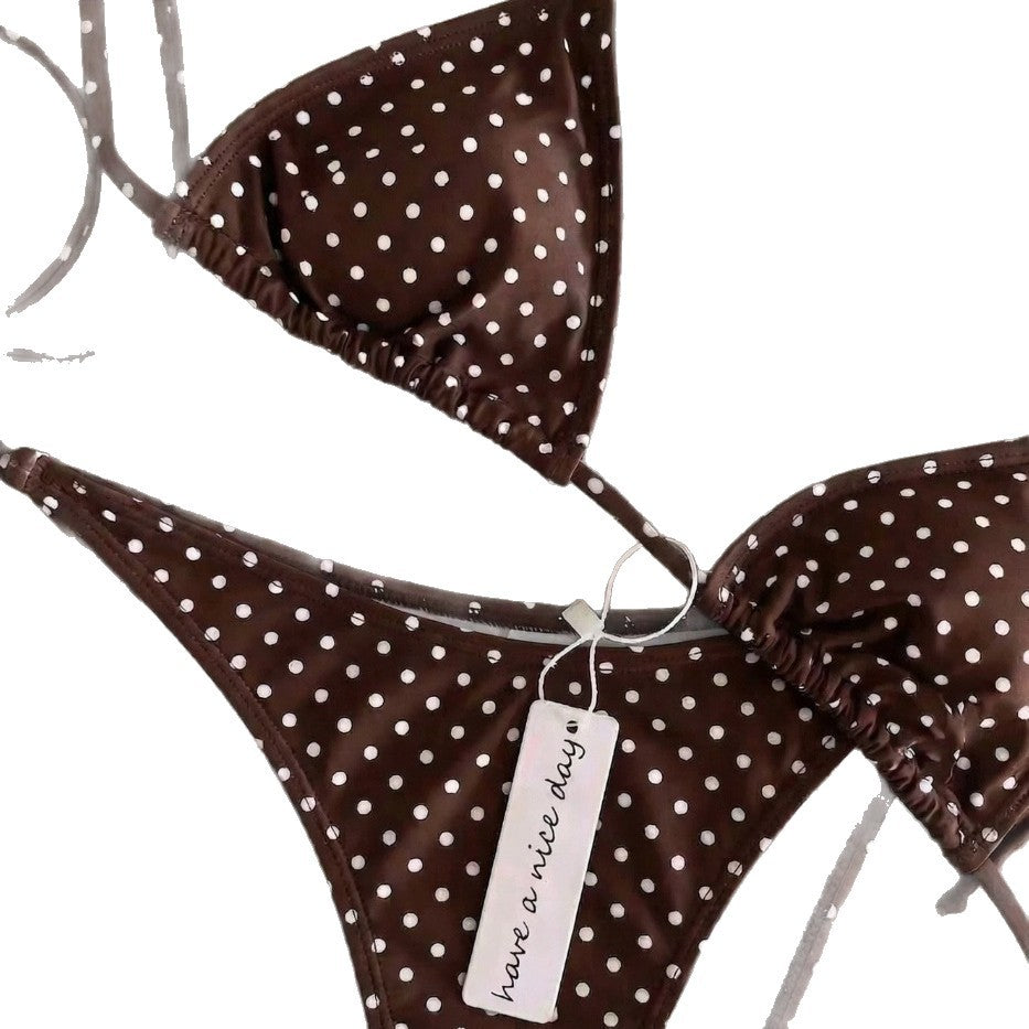 Damen Triangel-Bikini mit klassischem Punktmuster Shopnory