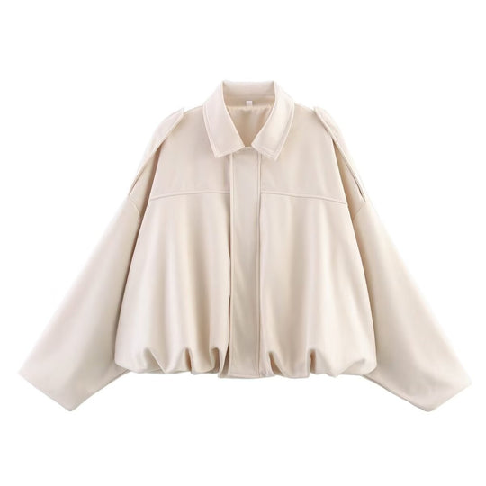 Damen Cropped Boxy Wildleder-Look Bomberjacke mit Epauletten-Schultern Shop Nory