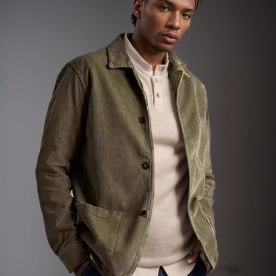 Herren Cord-Workerjacke mit Hemdkragen und aufgesetzten Taschen Shop Nory