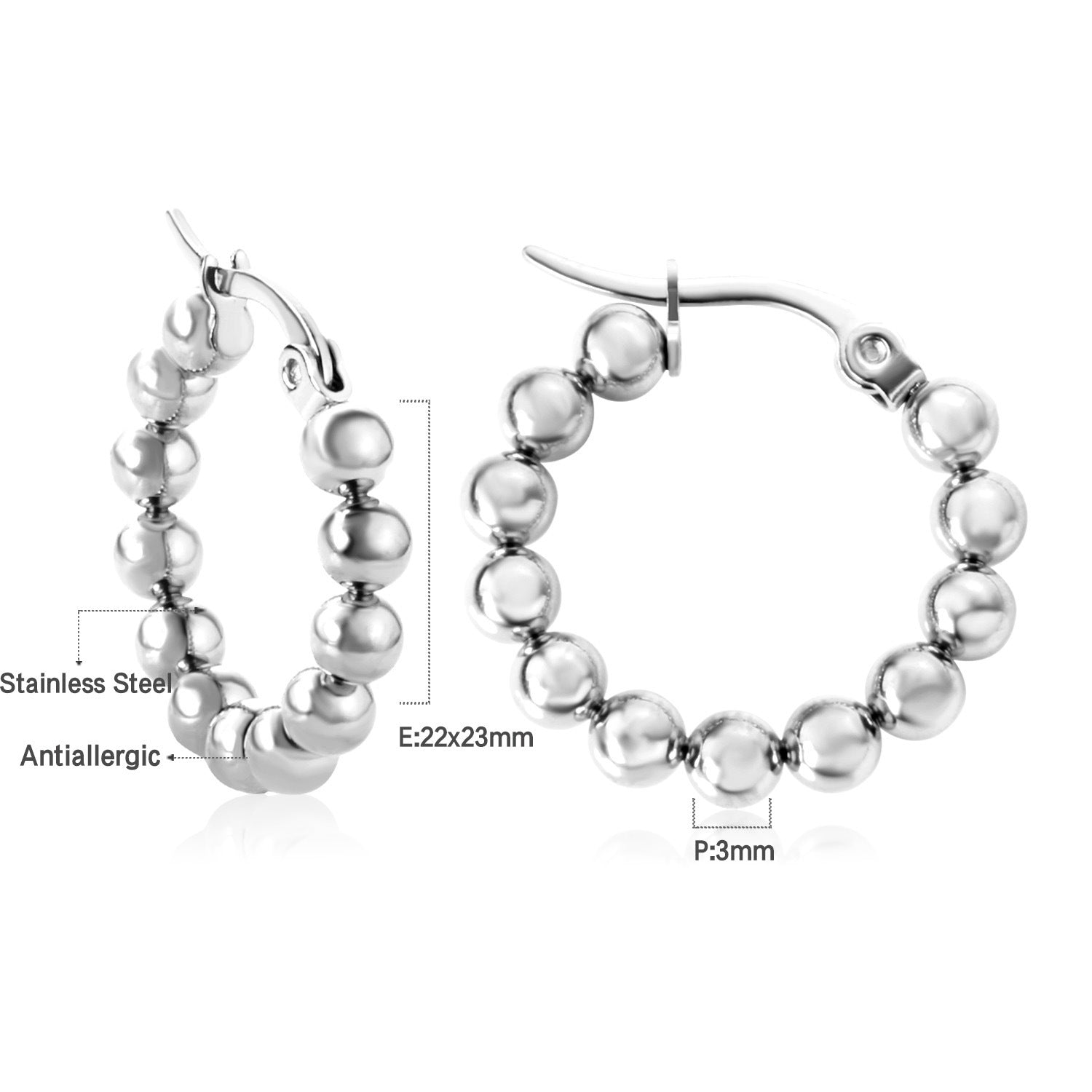 Damen Ohrstecker mit elegantem, kugelförmigem Design aus hochwertigem Edelstahl Shop Nory