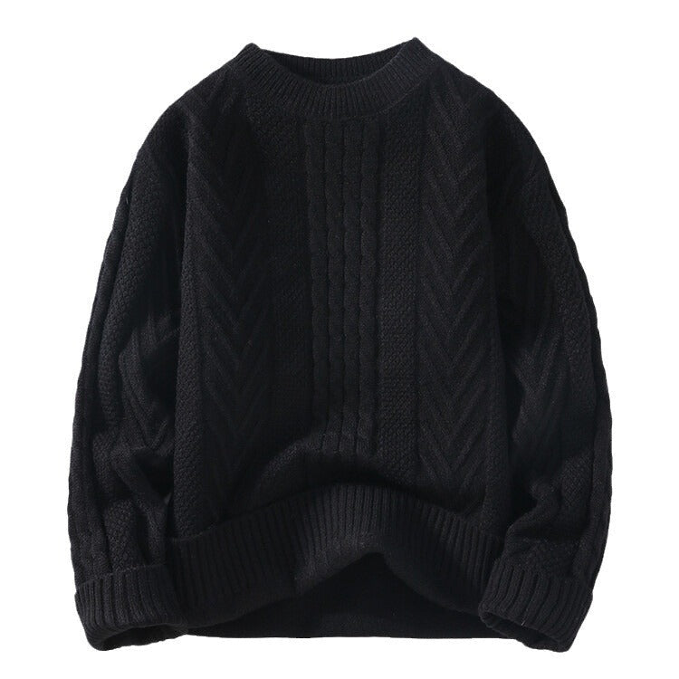 Herren Grobstrickpullover mit Zopfmuster und lässigem Schnitt