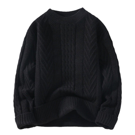 Herren Grobstrickpullover mit Zopfmuster und lässigem Schnitt