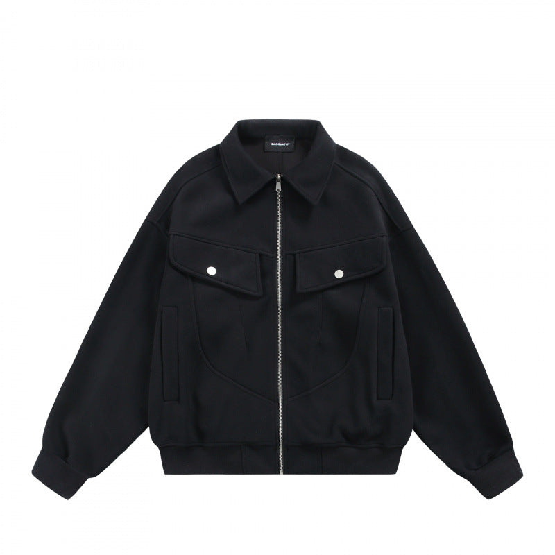 Unisex Zip-Sweatjacke mit aufgesetzten Brustklappen und geripptem Saum Shop Nory