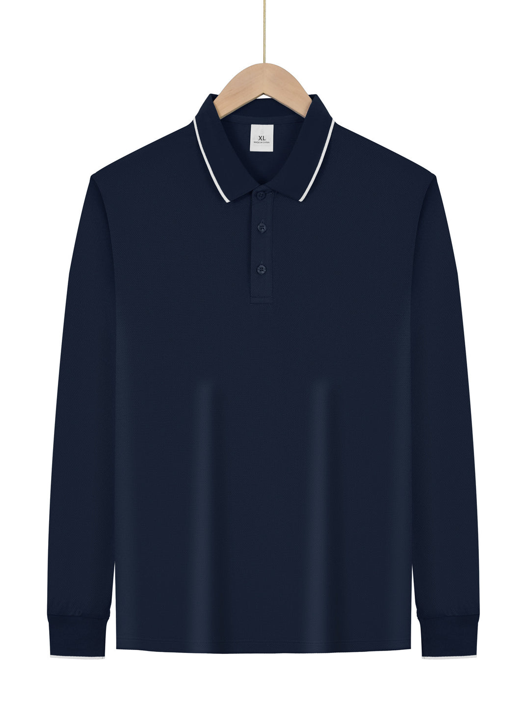 Herren Langarm-Piqué-Polo mit kontrastbesetztem Kragen und Bündchen Shop Nory
