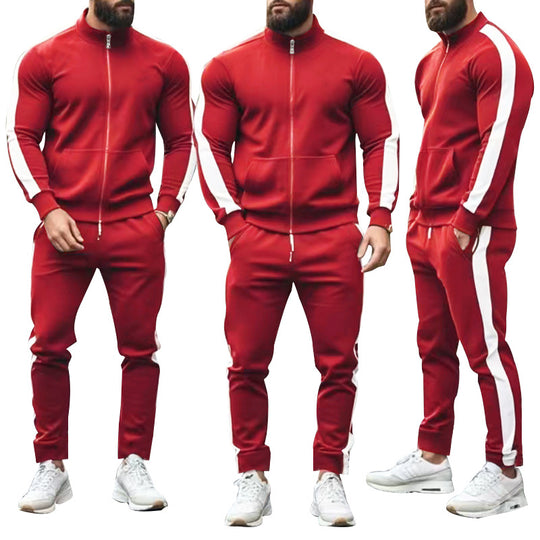 Herren nan zweiteiliges Jogginganzug-Set mit Stehkragen-Zipjacke und konisch zulaufender Jogginghose Shop Nory