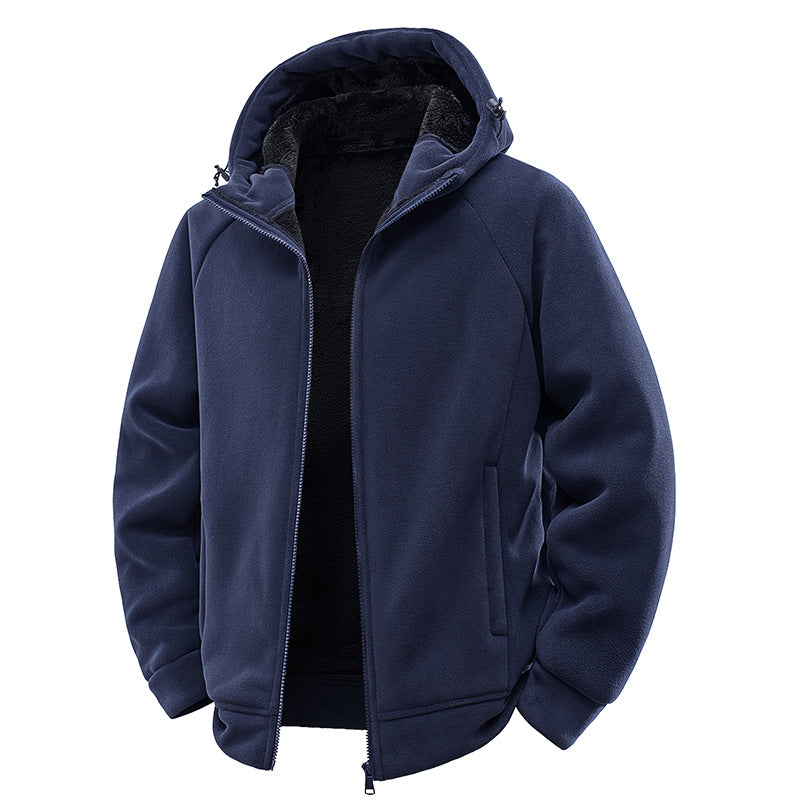 Herren Gefütterte Kapuzen-Fleecejacke mit Teddyfutter und durchgehendem Reißverschluss Shop Nory