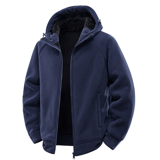 Herren Gefütterte Kapuzen-Fleecejacke mit Teddyfutter und durchgehendem Reißverschluss Shop Nory