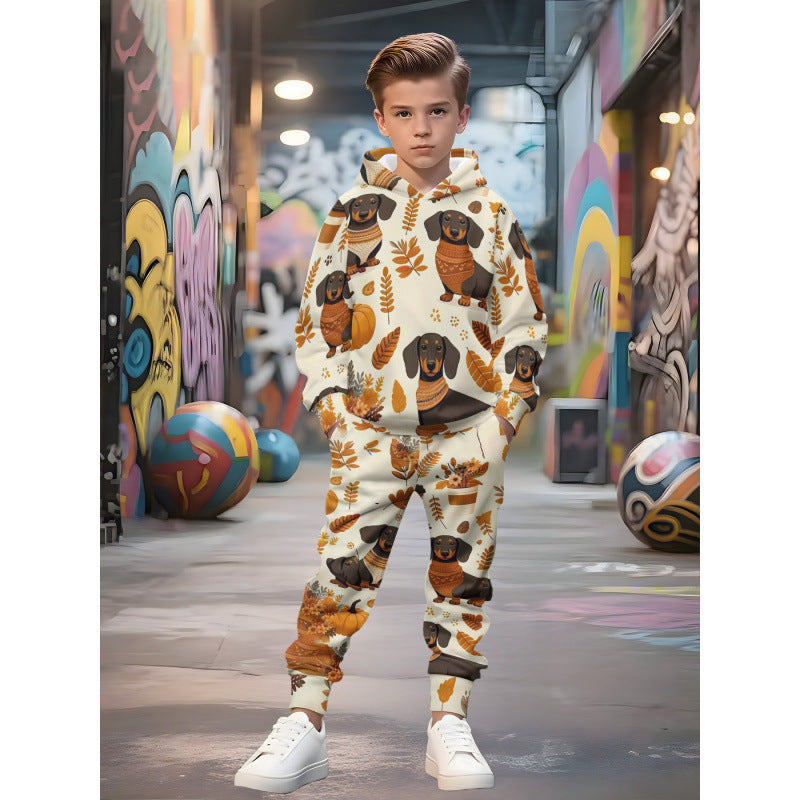 Unisex Kinder Jogginganzug mit Kapuzenpullover und detailreichem Auto-Print Shop Nory