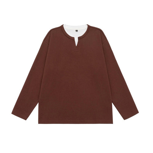 Unisex Oversize-Sweatshirt mit Notch-Ausschnitt und kontrastiertem Kragen-Einsatz Shop Nory