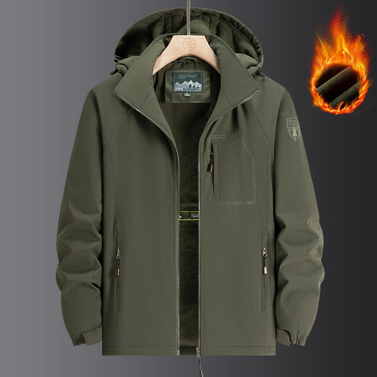 Herren Wetterfeste Softshelljacke mit durchgehendem Fleece-Innenfutter, verstellbarer Kapuze und winddichter Membran Shop Nory