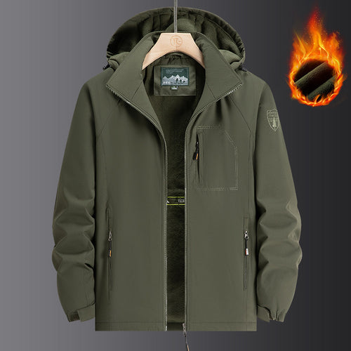 Herren Wetterfeste Softshelljacke mit durchgehendem Fleece-Innenfutter, verstellbarer Kapuze und winddichter Membran Shop Nory